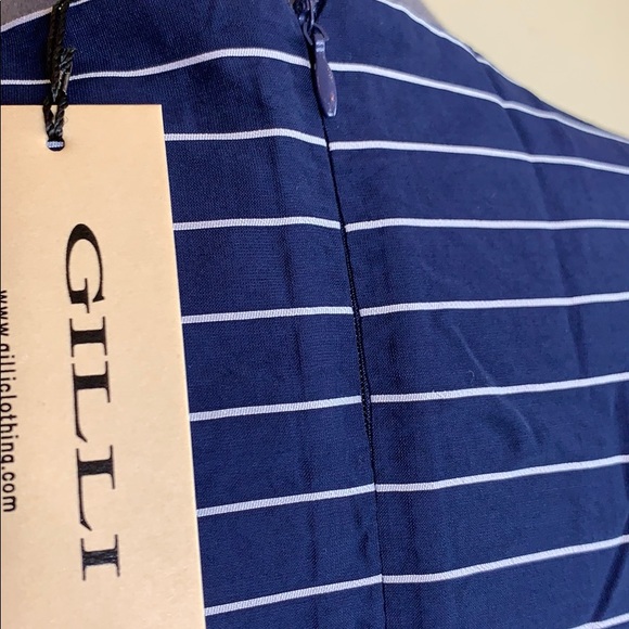 Navy and white striped fit and flare dress NWT - Picture 8 of 8